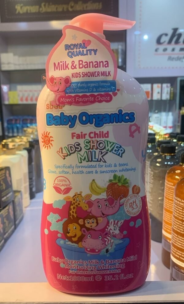 BABY ORGANICS Milk & Banana Whitening Nourishing Fair Child Kids Shower Milk 1000ml