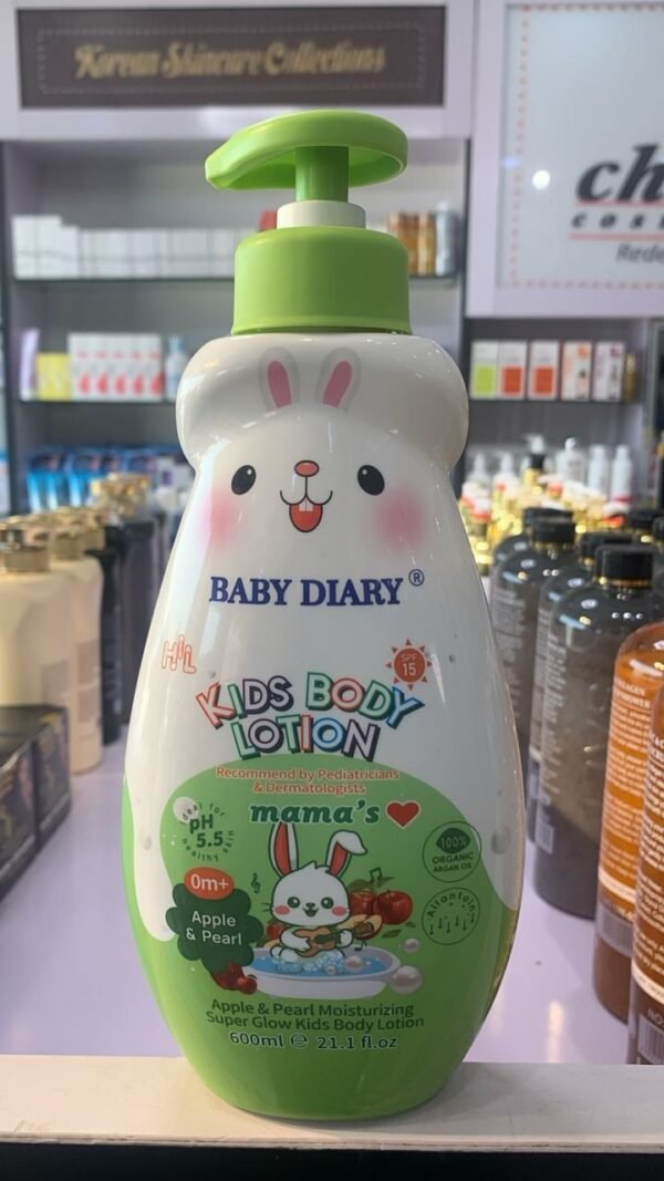 BABY DIARY Kids Body Lotion Apple & Pearl Moisturizing Super Glow 600ml