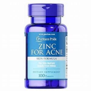 PURITAN'S PRIDE Zinc for Acne Skin Formula Dietary Supplement 100 Tablets