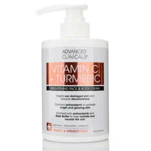 Advanced clinicals vitamin c & tumeric brightening face and body cream 444ml